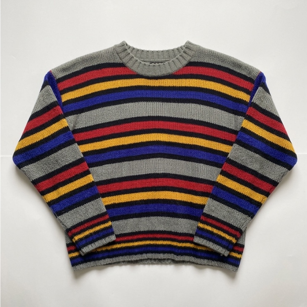 Poof New York Sweater Top Women’s Size Large Multi Color Stripe 100% Acrylic